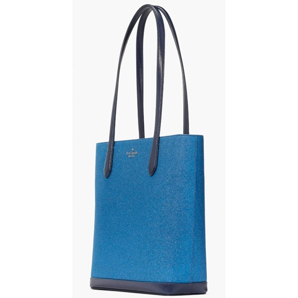 S Kate Spade Tinsel Tote Glitter Fabric & Saffiano Navy Bag K9338 Purse NWT $359 - Picture 4 of 9